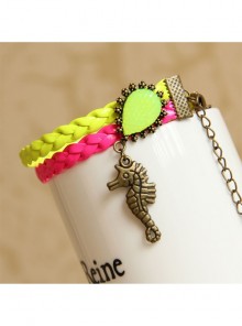 Fashion Retro Personality Fluorescent Color Rose Red Braided Rope Spider Female Anklet