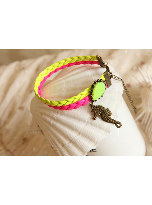Fashion Retro Personality Fluorescent Color Rose Red Braided Rope Spider Female Anklet