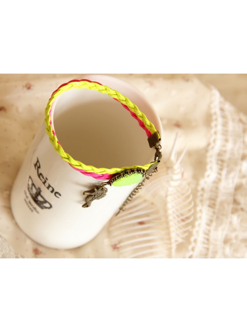 Fashion Retro Personality Fluorescent Color Rose Red Braided Rope Spider Female Anklet