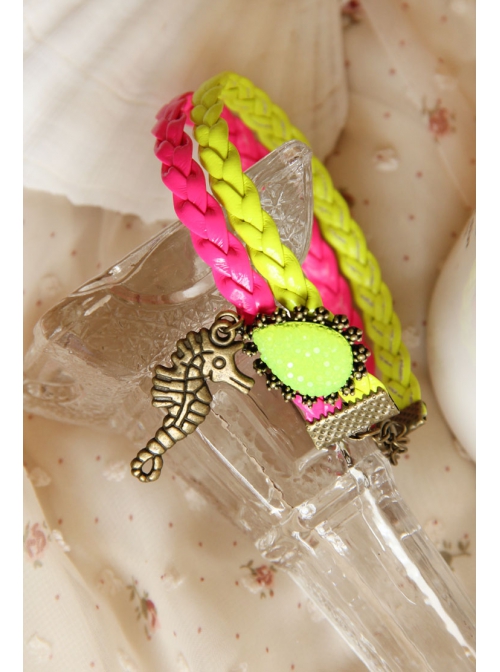 Fashion Retro Personality Fluorescent Color Rose Red Braided Rope Spider Female Anklet