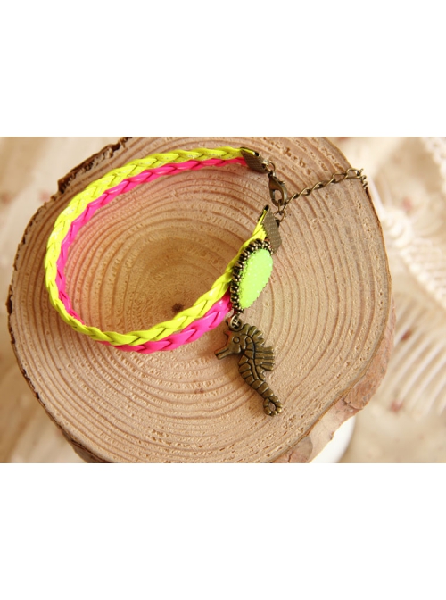 Fashion Retro Personality Fluorescent Color Rose Red Braided Rope Spider Female Anklet