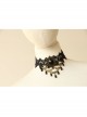 Exaggerated Female Fashion Gothic Retro Exaggerated Black Lace Flower Gemstone Drop Diamond Choker