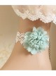 Retro Handmade Fashion Exaggerated Bride Blue Flowers Female White Lace Anklet