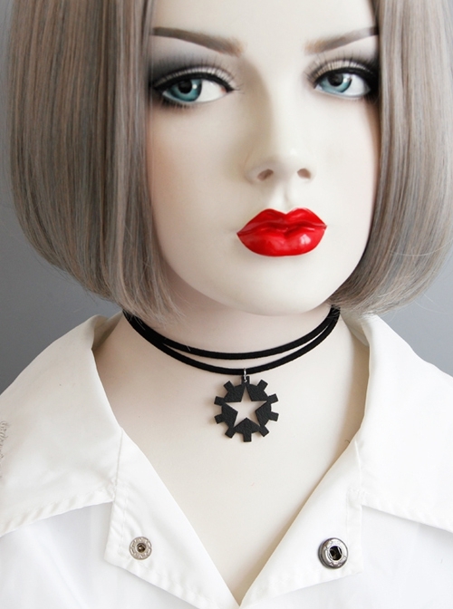Retro Fashion Black Lace Red Rose Flowers Gems Gothic Female Choker