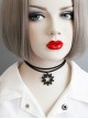 Retro Fashion Black Lace Red Rose Flowers Gems Gothic Female Choker
