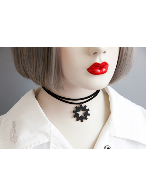 Retro Fashion Black Lace Red Rose Flowers Gems Gothic Female Choker