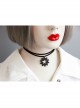 Retro Fashion Black Lace Red Rose Flowers Gems Gothic Female Choker
