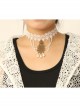 Bride Wedding Fashion Baroque White Retro Lace Pearl Tassel Female Choker