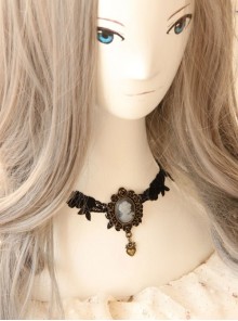 Retro Fashion Elegant Simple Beauty Head Love Black Lace Female Choker