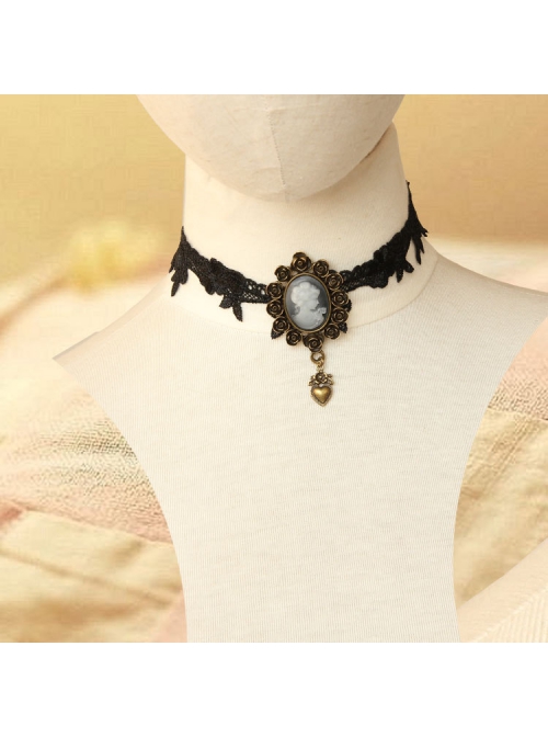 Retro Fashion Elegant Simple Beauty Head Love Black Lace Female Choker