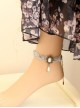 Grey Retro Fashion Rose Flower Palace Lace White Pearl Female Anklet