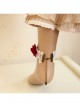 Fashion White Red Rose Flower Bride Retro Gothic White Lace Female Anklet