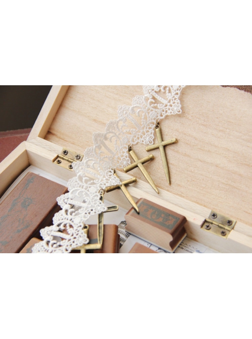 Bride Marry Cross Wedding Dress Retro Fashion Female White Lace Necklace