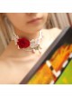 Retro Palace Fashion White Lace Red Rose Flower Pearl Female Choker