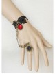 Vampire Retro Court Gothic Fashion Handmade Black Lace Ruby Female Christmas Party With Ring Bracelet