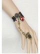 Vampire Retro Court Gothic Fashion Handmade Black Lace Ruby Female Christmas Party With Ring Bracelet