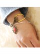 Casual Retro Punk Fashion Bronze Flower Pink Gemstone Female Bracelet