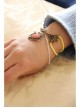 Casual Retro Punk Fashion Bronze Flower Pink Gemstone Female Bracelet
