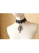 Fashion Gothic Black Lace Flower Cross Drop Pearl Female Retro Choker