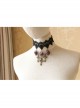 Retro Fashion Gothic Black Lace Purple Rose Flower Cross Female Choker