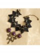 Retro Fashion Gothic Black Lace Purple Rose Flower Cross Female Choker