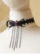 Gothic Retro Fashion Black Tassel Bow Rose Flower Lace Female Choker