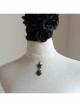 All-Match Casual Fashion Retro Black Gemstone Star White Lace Female Short Necklace