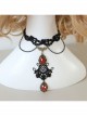 Gothic Vampire Retro Fashion Black Lace Tassel Flower Ruby Female Choker