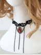 Retro Fashion Gothic Black Lace Tassel Ruby Exaggerated Wedding Dress Female Choker