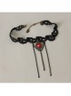 Retro Fashion Gothic Black Lace Tassel Ruby Exaggerated Wedding Dress Female Choker