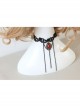 Retro Fashion Gothic Black Lace Tassel Ruby Exaggerated Wedding Dress Female Choker