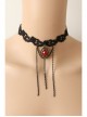 Retro Fashion Gothic Black Lace Tassel Ruby Exaggerated Wedding Dress Female Choker