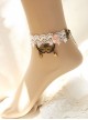 Elegant Christmas Mask Queen Fashion Retro Pink Rose Flower White Lace Female Anklet