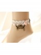 Elegant Christmas Mask Queen Fashion Retro Pink Rose Flower White Lace Female Anklet