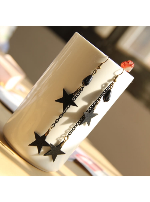 Gothic Black Stars Trend Tassels Retro Fashion Female Earrings