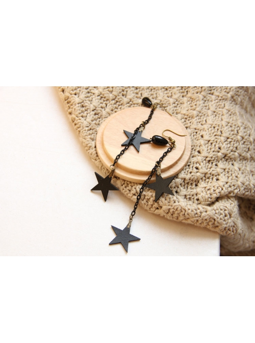 Gothic Black Stars Trend Tassels Retro Fashion Female Earrings