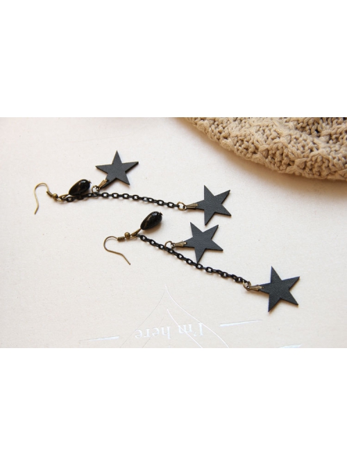 Gothic Black Stars Trend Tassels Retro Fashion Female Earrings