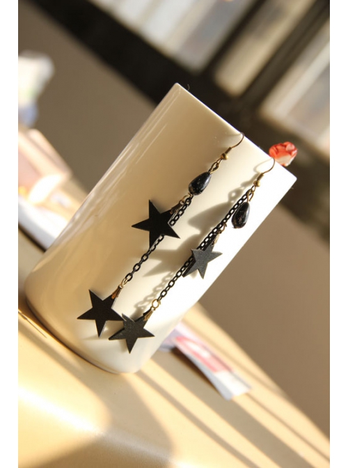 Gothic Black Stars Trend Tassels Retro Fashion Female Earrings