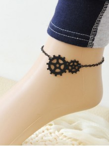 Punk Fashion Simple Black Gear Lace Retro Gothic Female Anklet