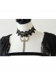 Gothic Fashion Retro Black Lace Rose Flower Female Chain Tassel Choker