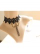 Gothic Fashion Retro Black Lace Rose Flower Female Chain Tassel Choker