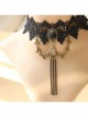 Gothic Fashion Retro Black Lace Rose Flower Female Chain Tassel Choker