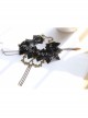 Gothic Fashion Retro Black Lace Rose Flower Female Chain Tassel Choker