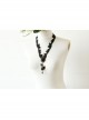 All-Match Retro Fashion Gothic Female Love Black Hollow Lace Swan Long Necklace