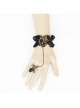 Retro Gothic Fashion Black Silk Cloth Gemstone Butterfly Design Female Band Ring Bracelet