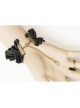 Retro Gothic Fashion Black Silk Cloth Gemstone Butterfly Design Female Band Ring Bracelet