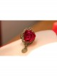 Retro Fashion Personality Red Rose Flower White Lace Female With Ring Bracelet