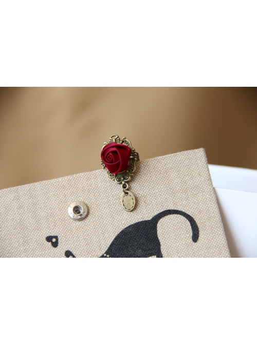 Retro Fashion Personality Red Rose Flower White Lace Female With Ring Bracelet