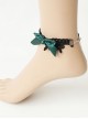 All-Match Dark Green Bow Retro Fashion Black Lace Personality Creative Female Anklet