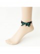 All-Match Dark Green Bow Retro Fashion Black Lace Personality Creative Female Anklet